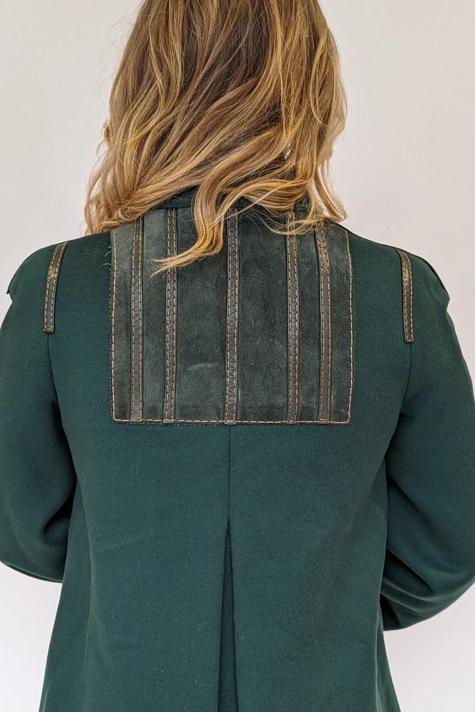 70s Bottle Green Long Baccarat Toggle Wool Coat