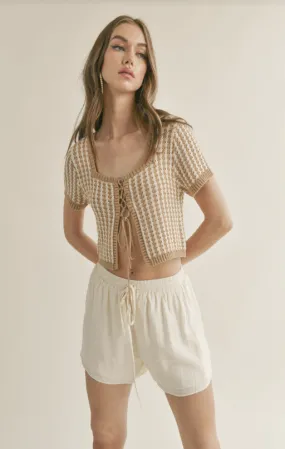 Amore Lace Up Front Crop Sweater
