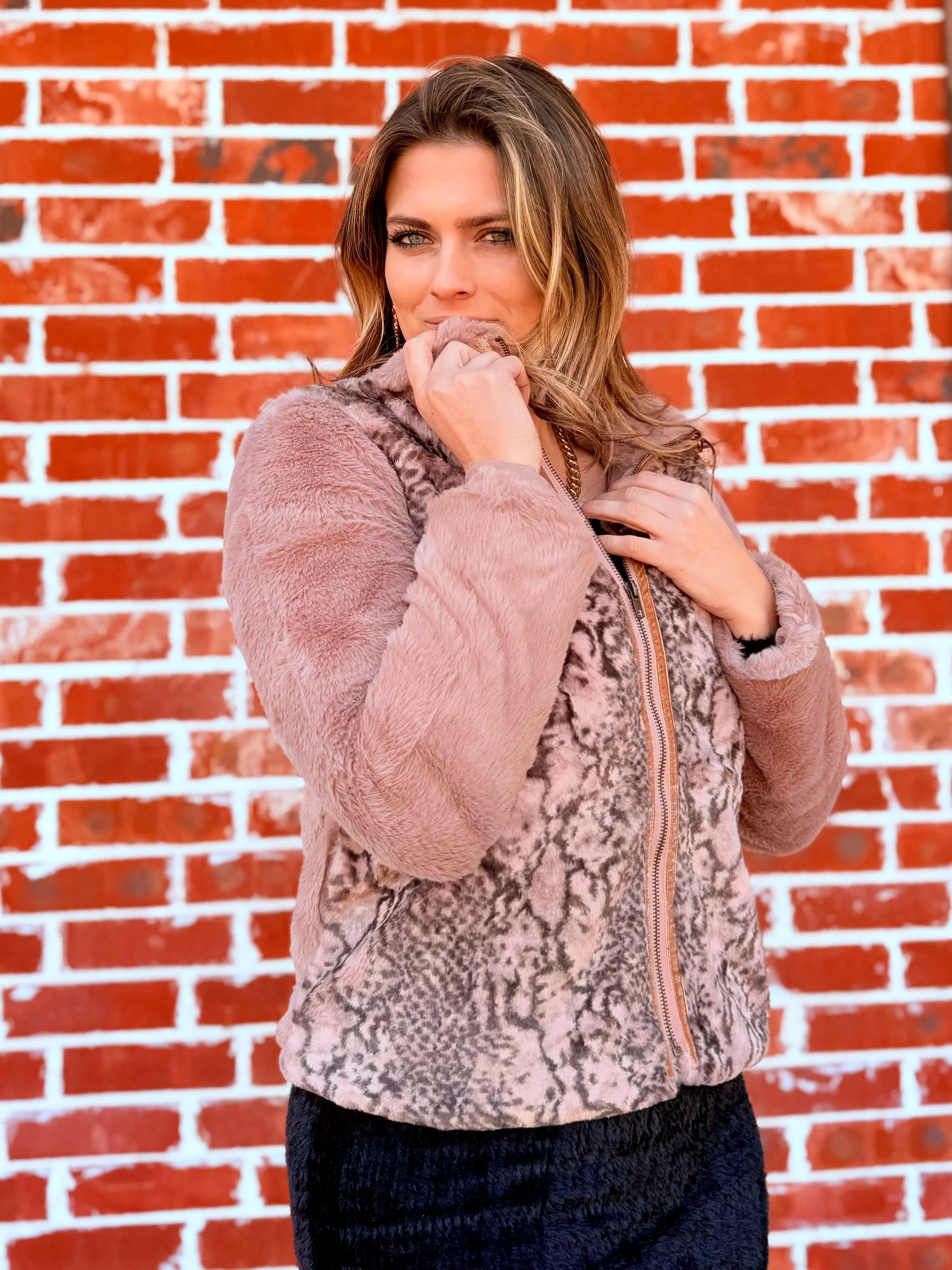 Blushing Two Steppin Two Tone Fur Jacket
