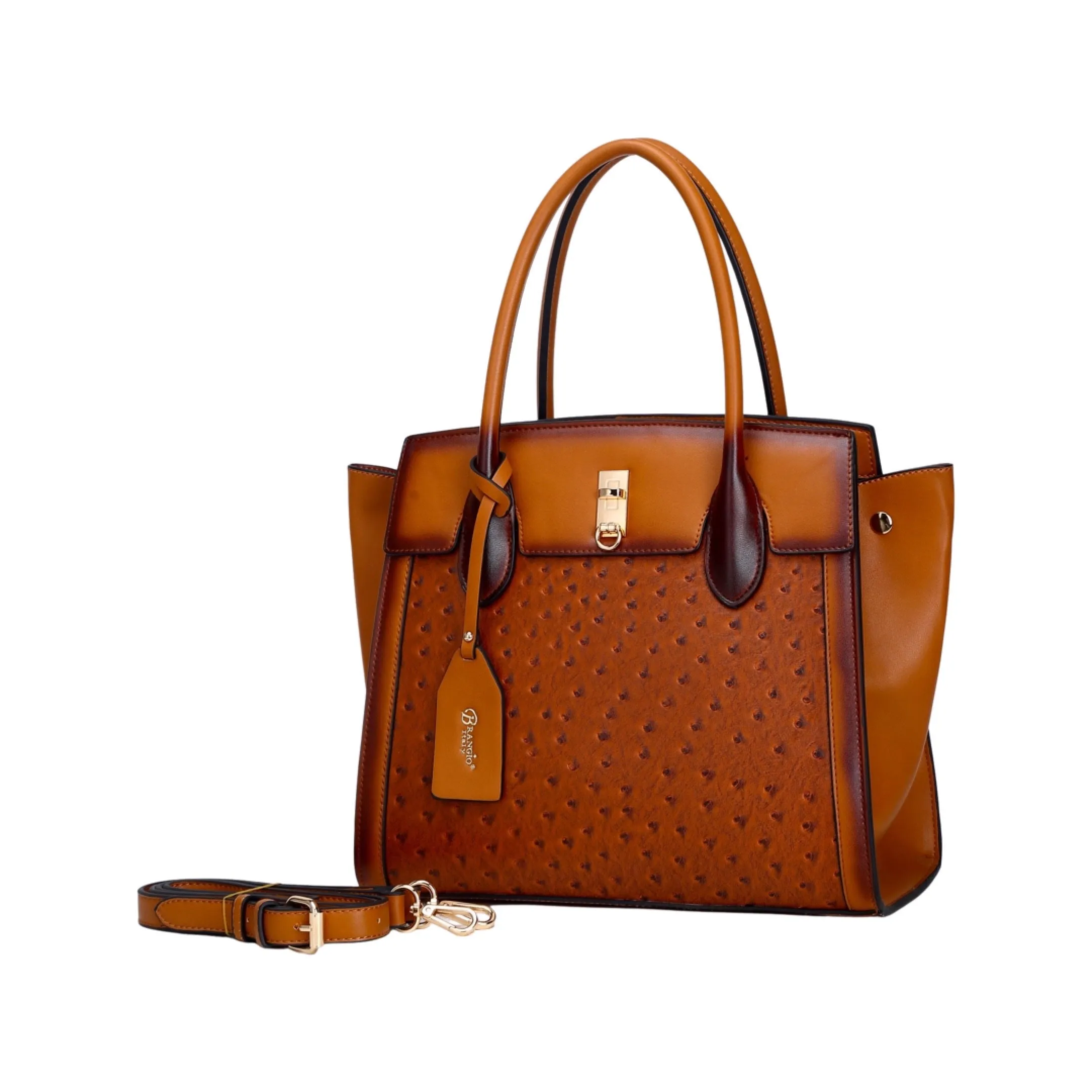 Brangio Ostrich-Embossed Handbag