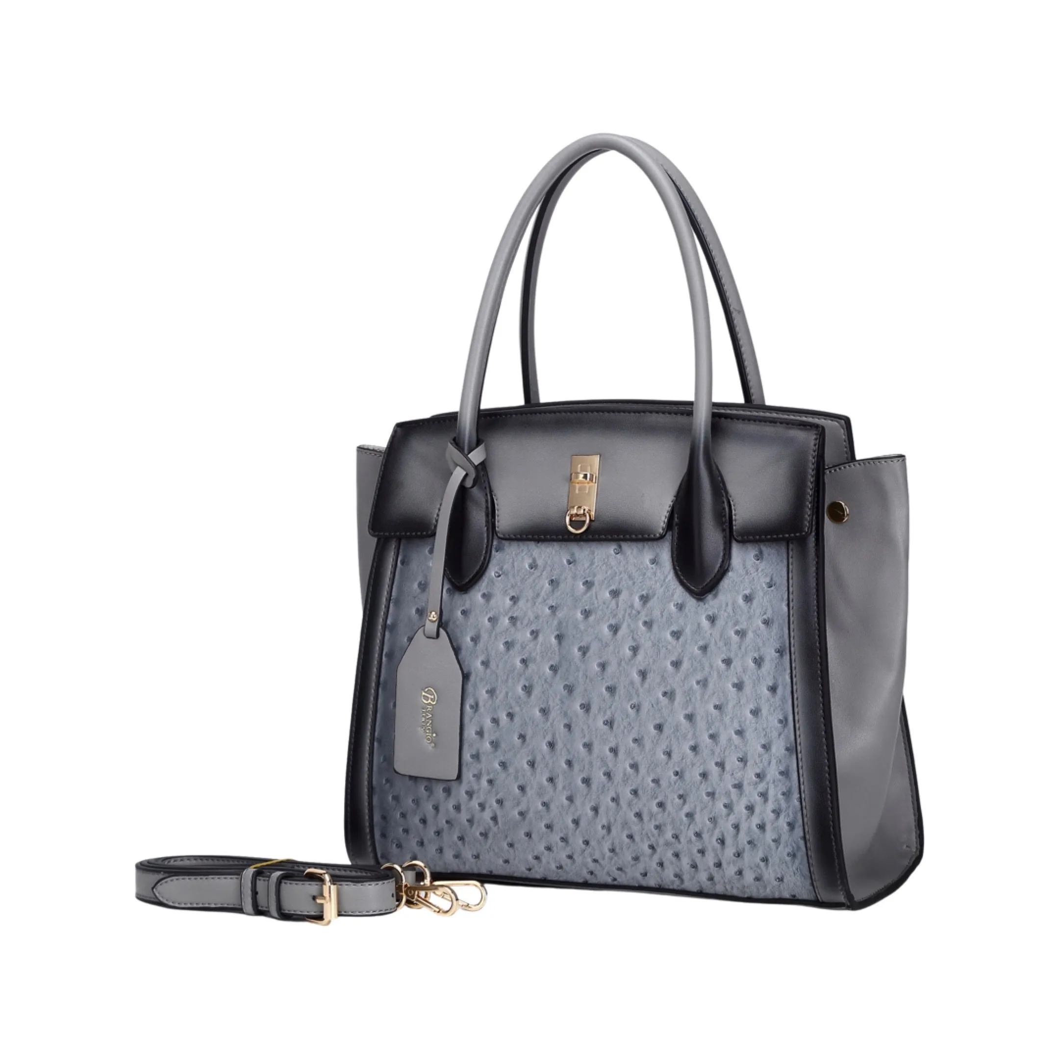 Brangio Ostrich-Embossed Handbag