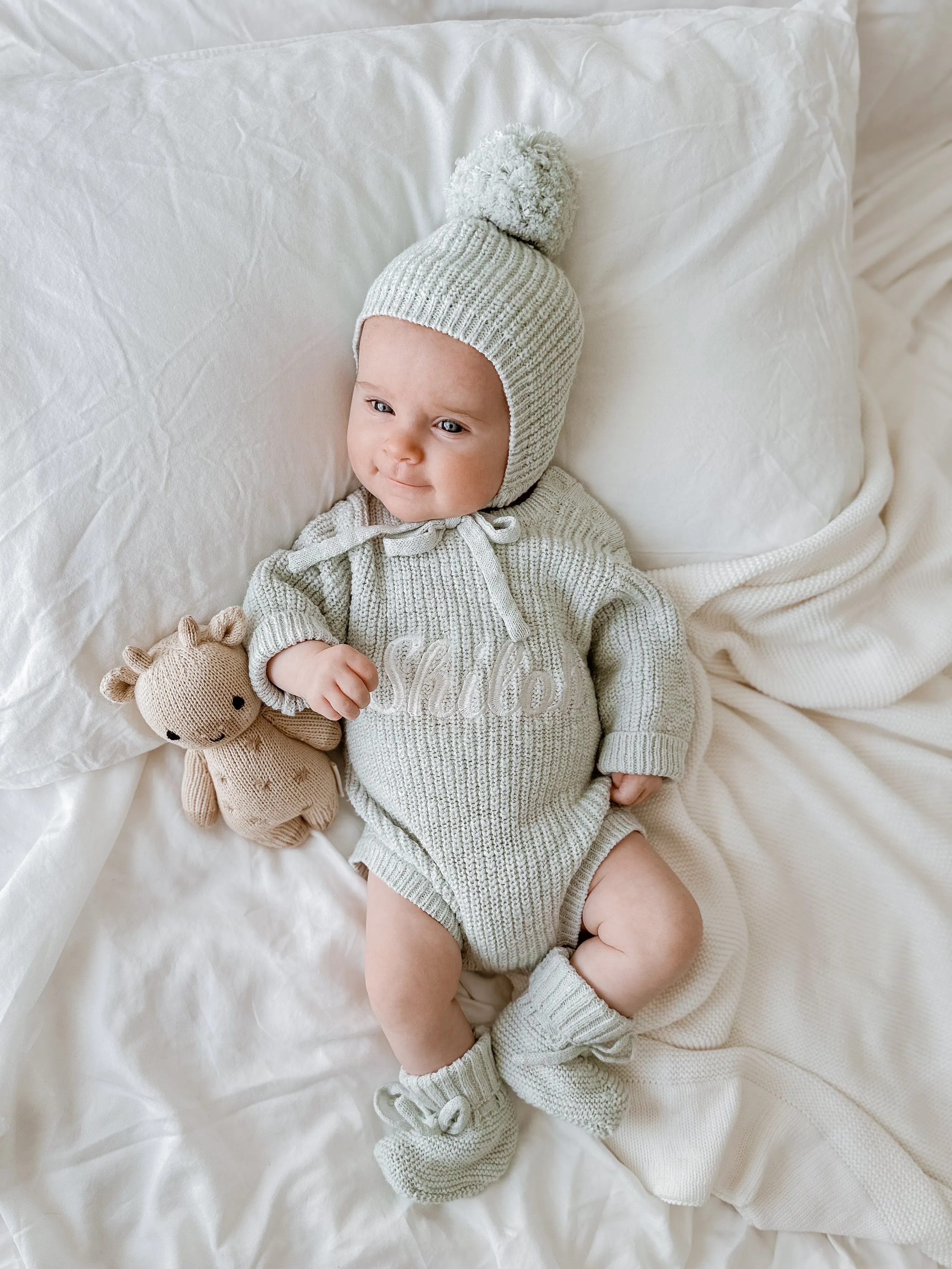 Chunky Knit Bonnet - Periwinkle Blue