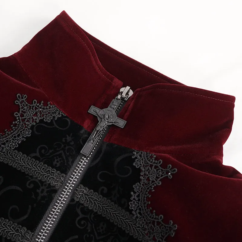 CT21502 wine Gothic stand collar tuxedo men's jacket