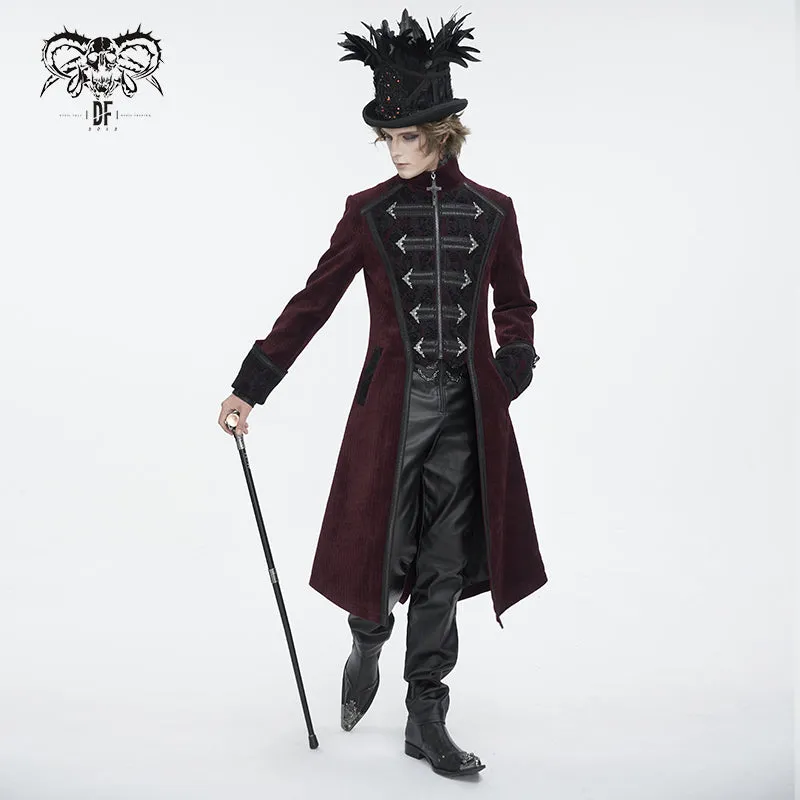 CT23802 Wine Men long chenille coat