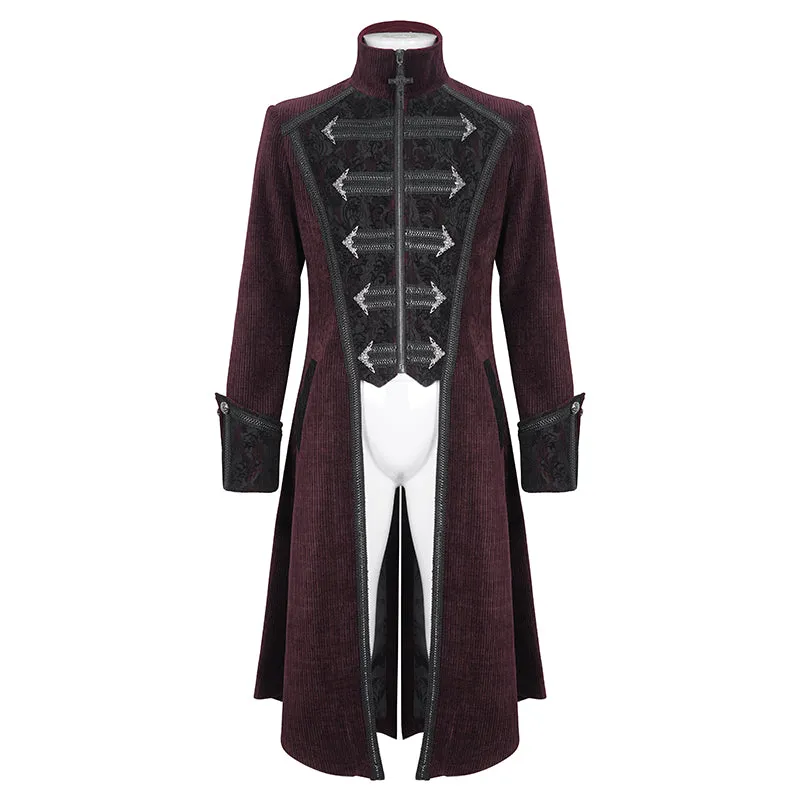 CT23802 Wine Men long chenille coat