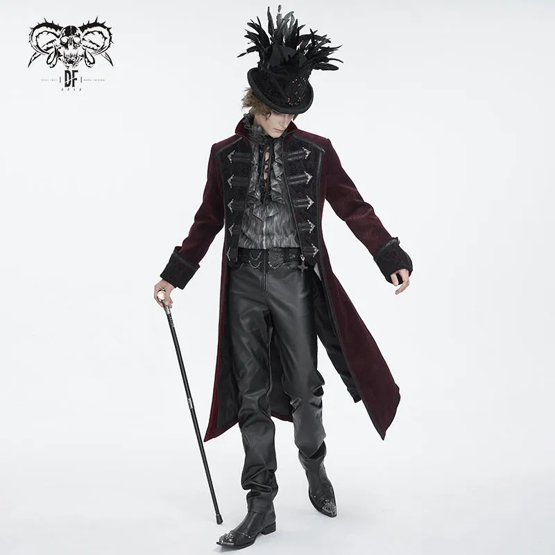 CT23802 Wine Men long chenille coat