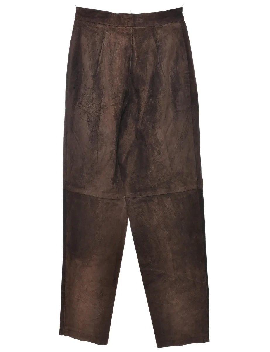 Dark Brown Suede Tapered Trousers - W25 L29