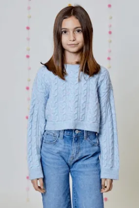 Design History Girl Sweater in Blue Pink Combo