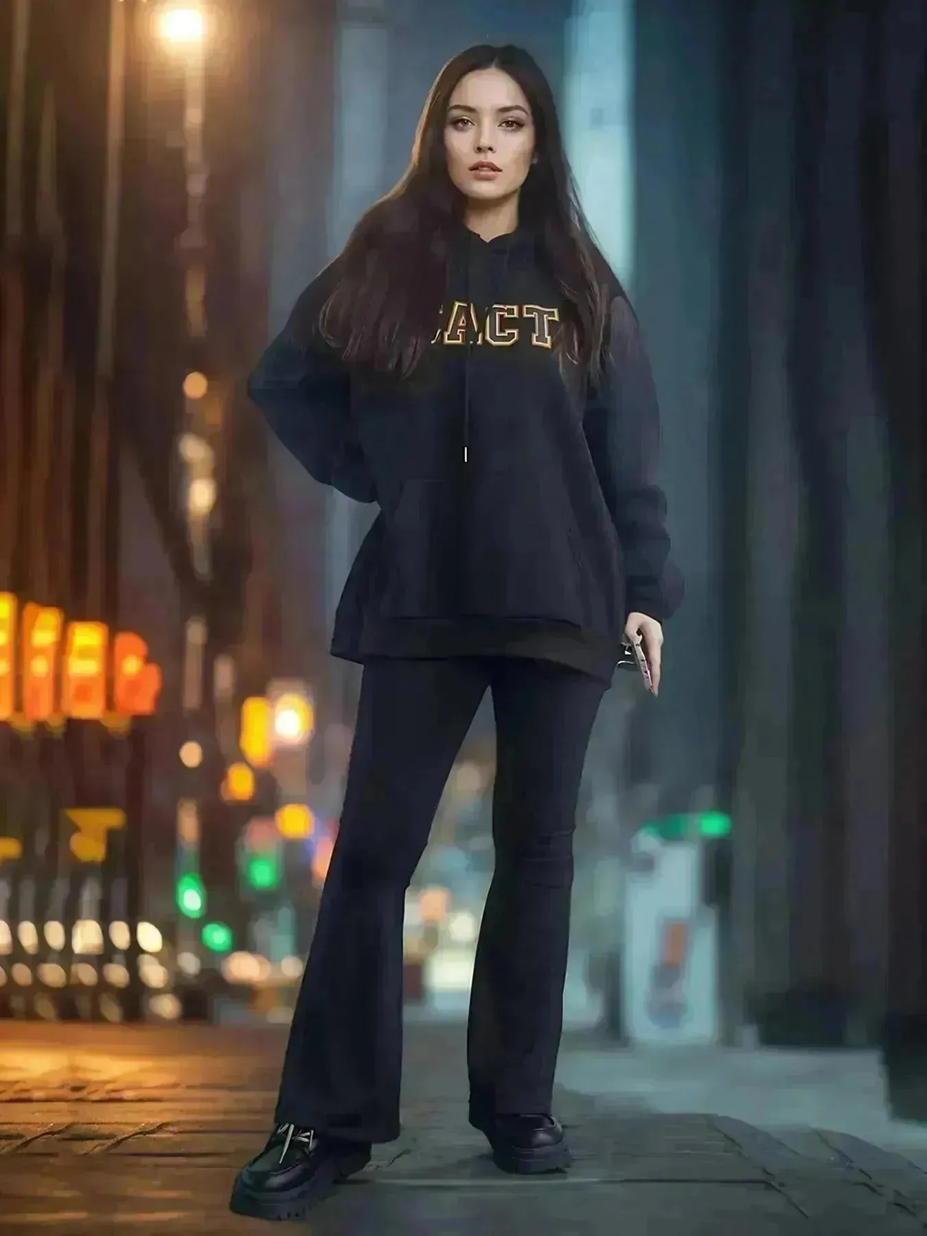 Fashionable Solid Color Long Sleeved Printed Unisex Hoodie