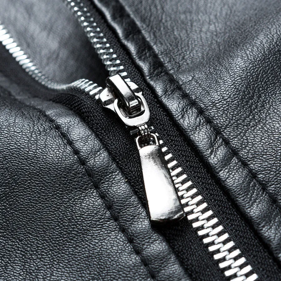 GustOmerD Brand 2017 Autumn Winter Casual Zipper PU Leather Jacket