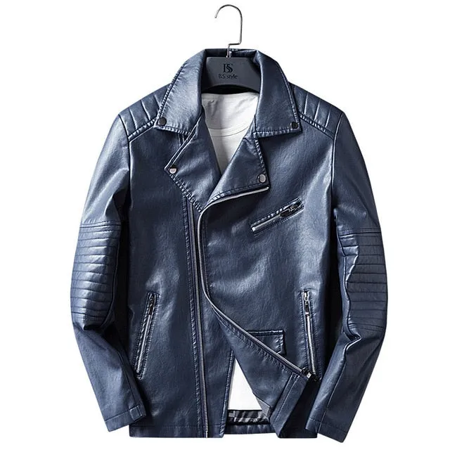 GustOmerD Brand 2017 Autumn Winter Casual Zipper PU Leather Jacket
