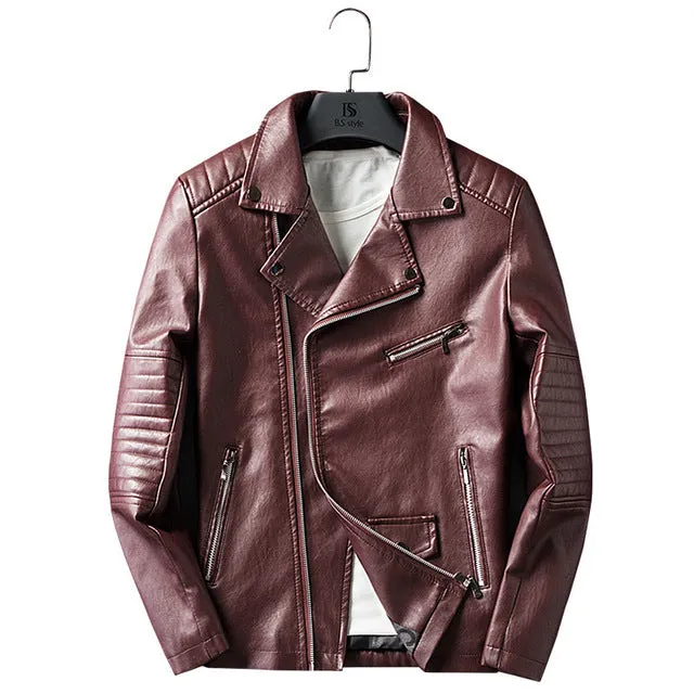 GustOmerD Brand 2017 Autumn Winter Casual Zipper PU Leather Jacket