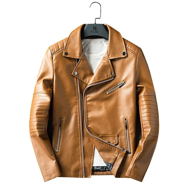 GustOmerD Brand 2017 Autumn Winter Casual Zipper PU Leather Jacket