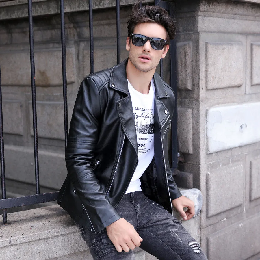 GustOmerD Brand 2017 Autumn Winter Casual Zipper PU Leather Jacket