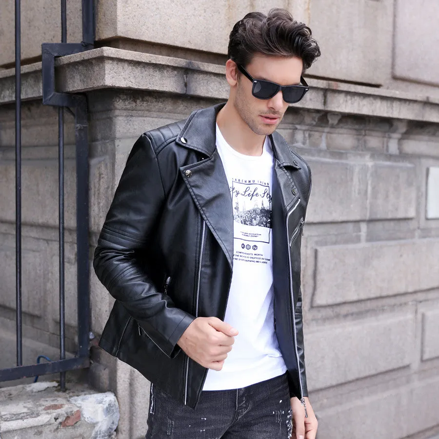 GustOmerD Brand 2017 Autumn Winter Casual Zipper PU Leather Jacket
