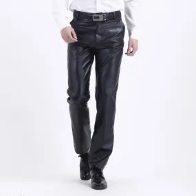 Men's Leather Pants Summer Men's Thin Casual Pants Loose Elastic PU Leather Pants
