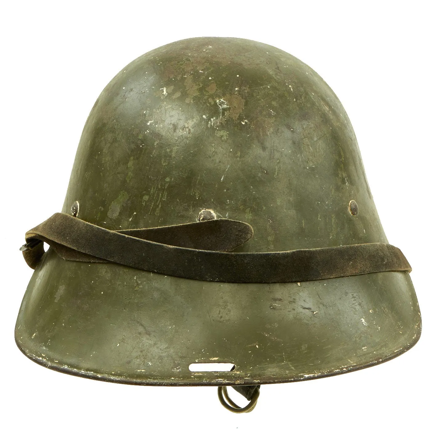 Original Dutch WWII M34 Motorcycle & Dispatch Rider Helmet with Helmet Plate & Original Paint
