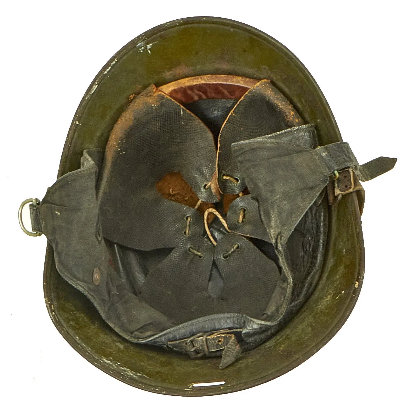 Original Dutch WWII M34 Motorcycle & Dispatch Rider Helmet with Helmet Plate & Original Paint