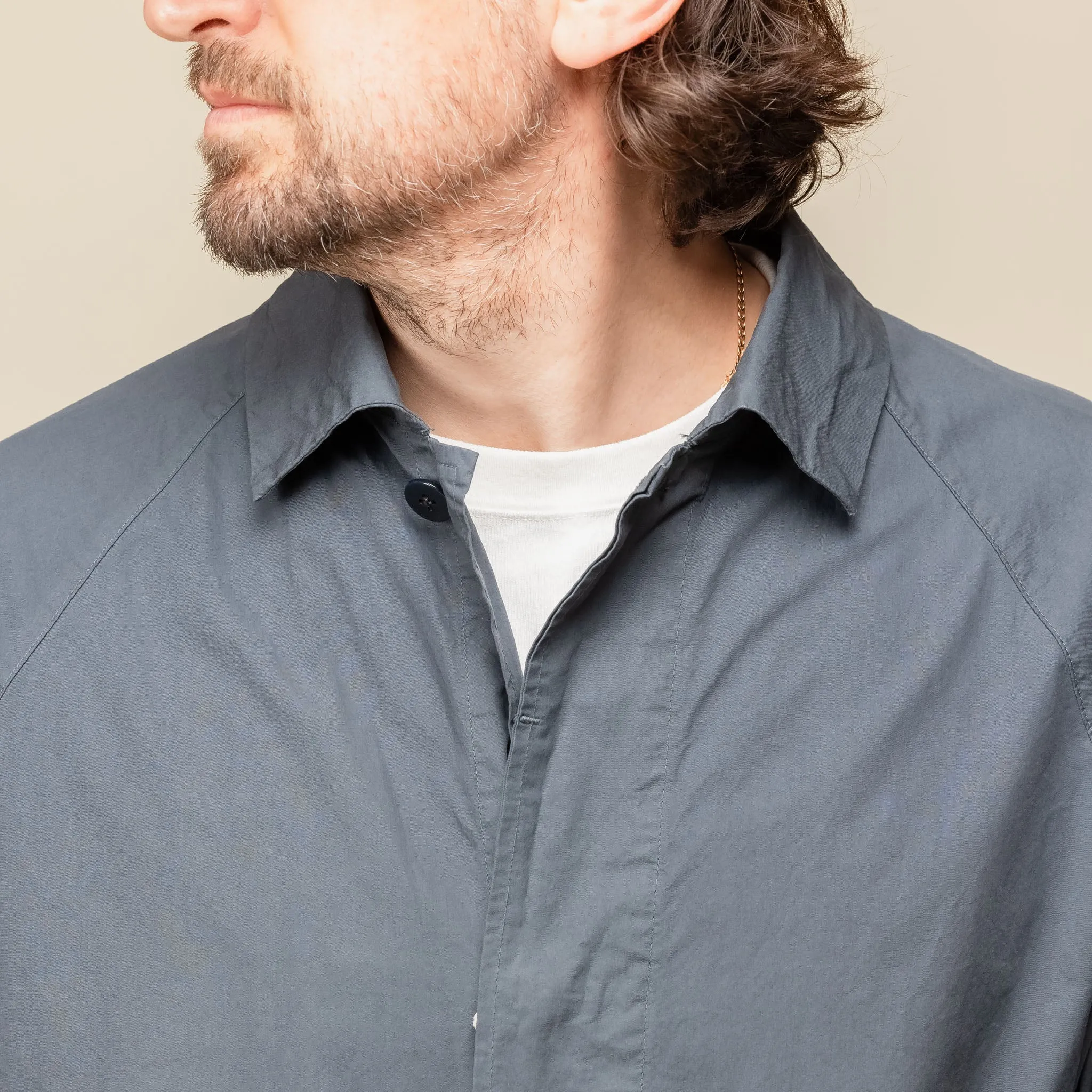 Still by Hand - Garment Dyed Half Coat - Teal Blue