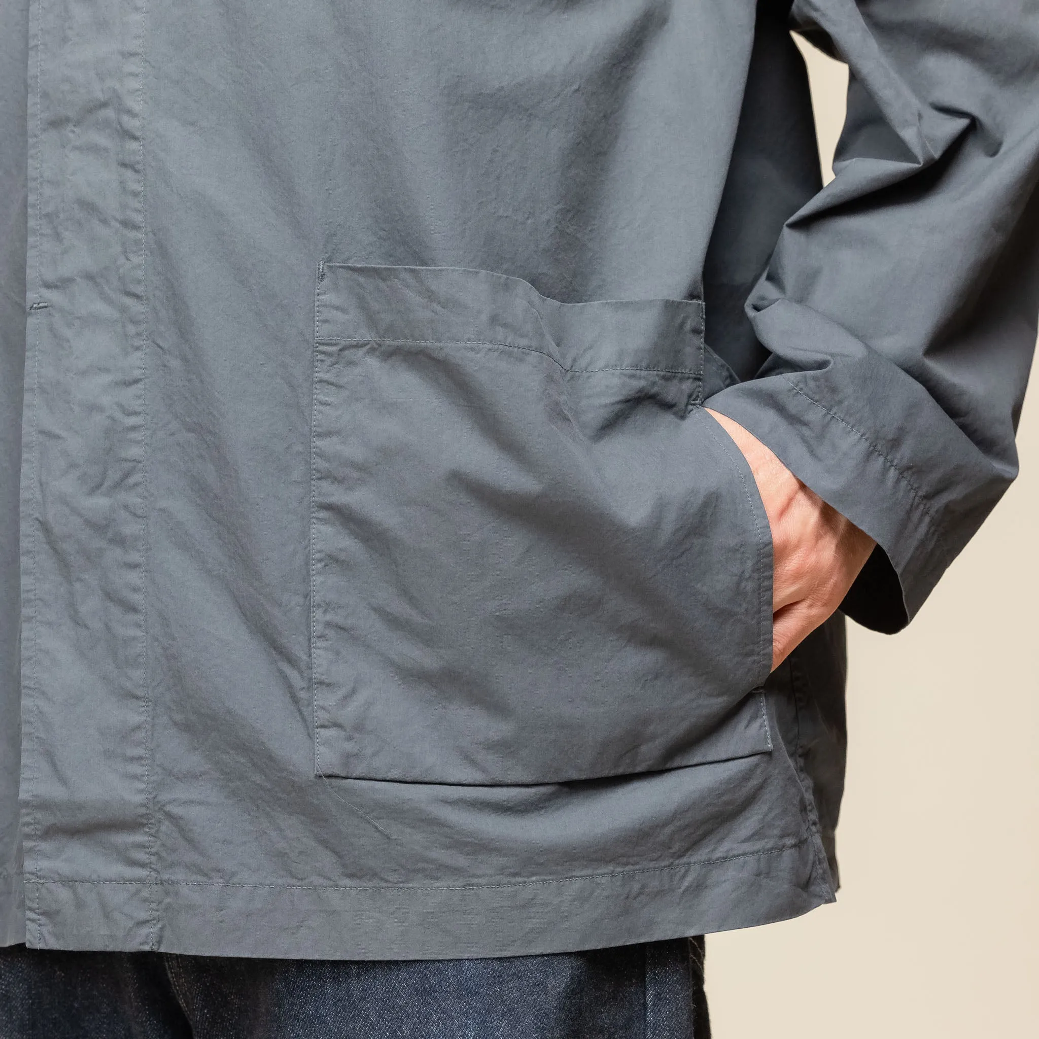 Still by Hand - Garment Dyed Half Coat - Teal Blue