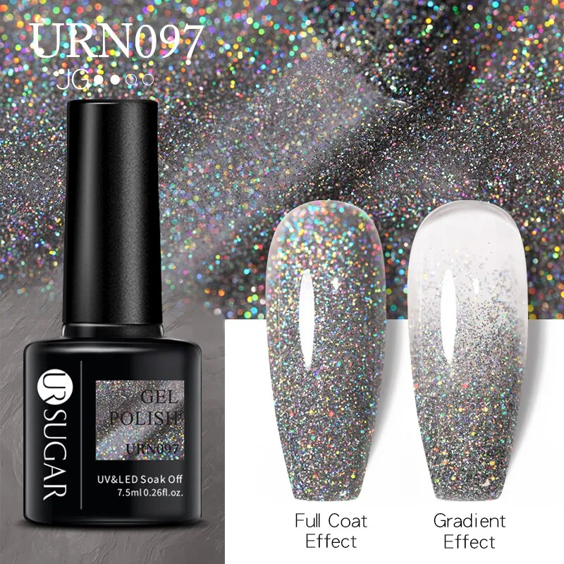 Wenkouban  Glitter Nail Gel Polish Color Glitter Sequins Shiny Gel Long Lasting Base Top Nail Art Varnish