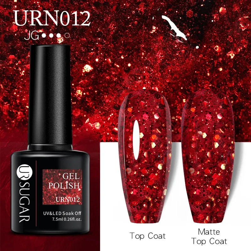 Wenkouban  Glitter Nail Gel Polish Color Glitter Sequins Shiny Gel Long Lasting Base Top Nail Art Varnish