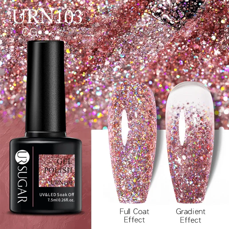 Wenkouban  Glitter Nail Gel Polish Color Glitter Sequins Shiny Gel Long Lasting Base Top Nail Art Varnish