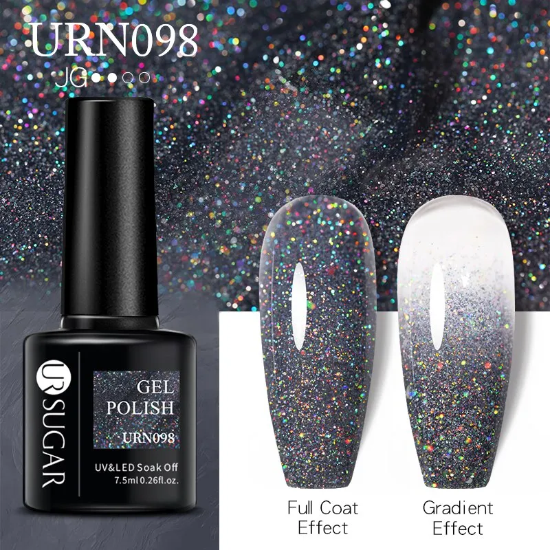 Wenkouban  Glitter Nail Gel Polish Color Glitter Sequins Shiny Gel Long Lasting Base Top Nail Art Varnish