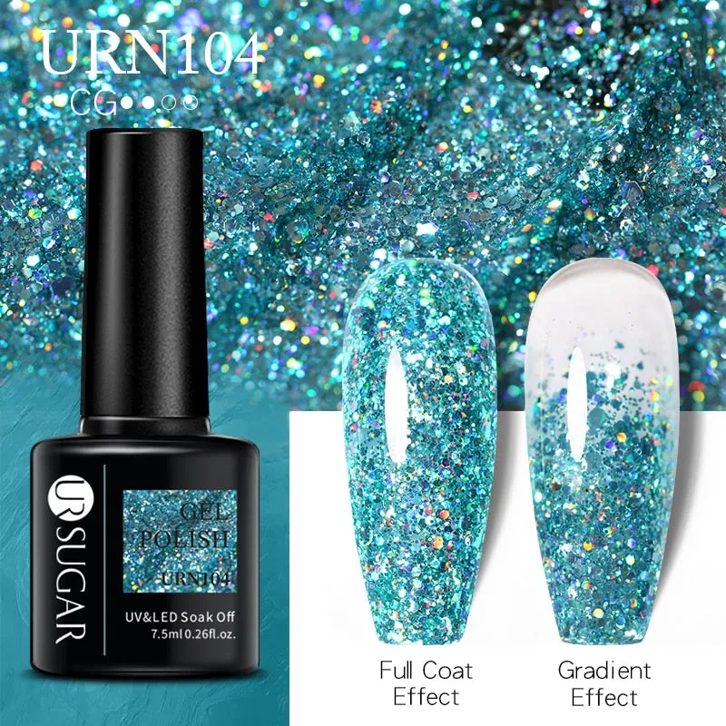 Wenkouban  Glitter Nail Gel Polish Color Glitter Sequins Shiny Gel Long Lasting Base Top Nail Art Varnish