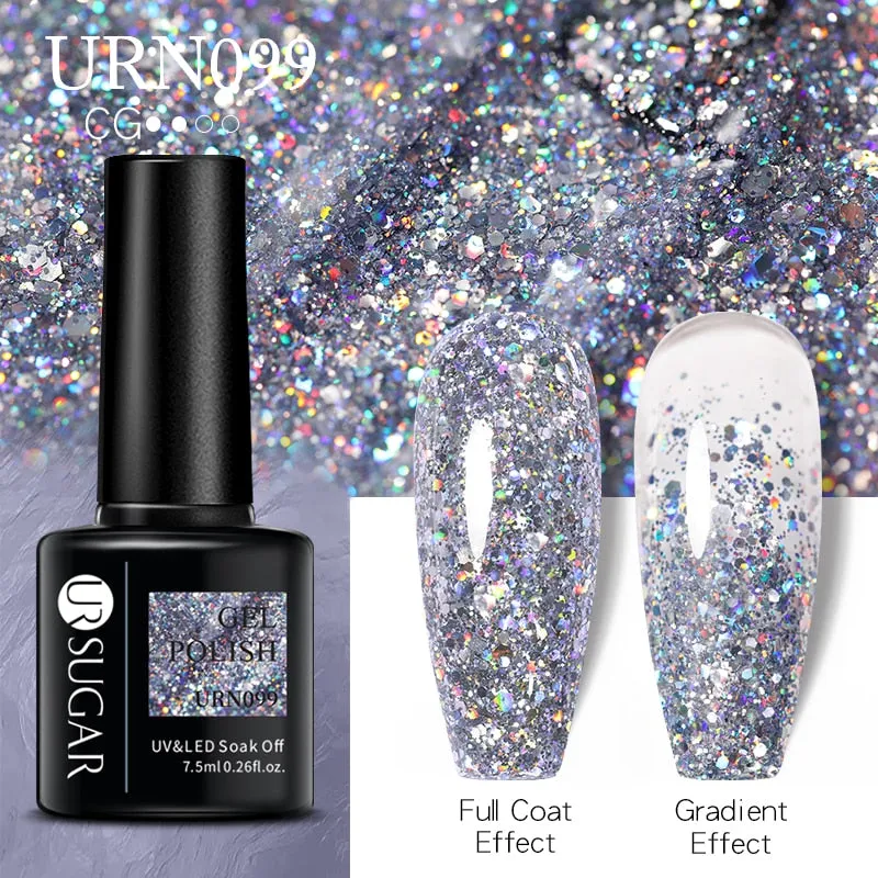 Wenkouban  Glitter Nail Gel Polish Color Glitter Sequins Shiny Gel Long Lasting Base Top Nail Art Varnish