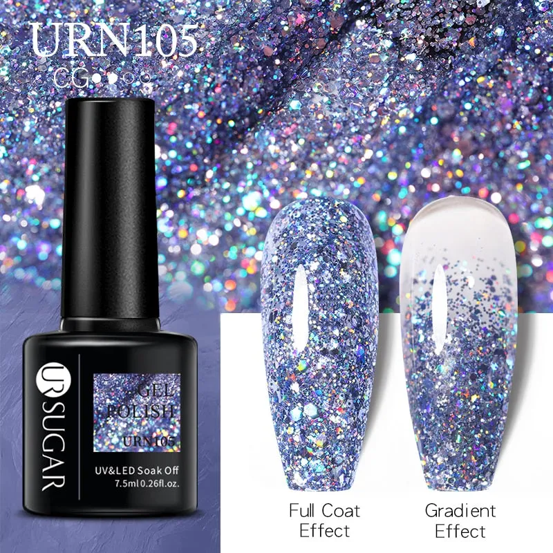 Wenkouban  Glitter Nail Gel Polish Color Glitter Sequins Shiny Gel Long Lasting Base Top Nail Art Varnish