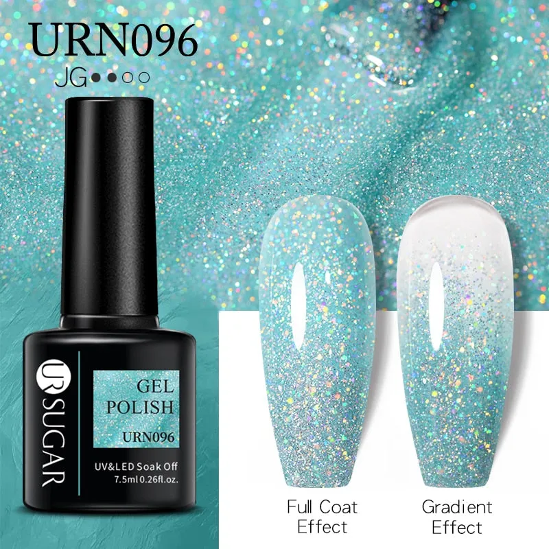 Wenkouban  Glitter Nail Gel Polish Color Glitter Sequins Shiny Gel Long Lasting Base Top Nail Art Varnish