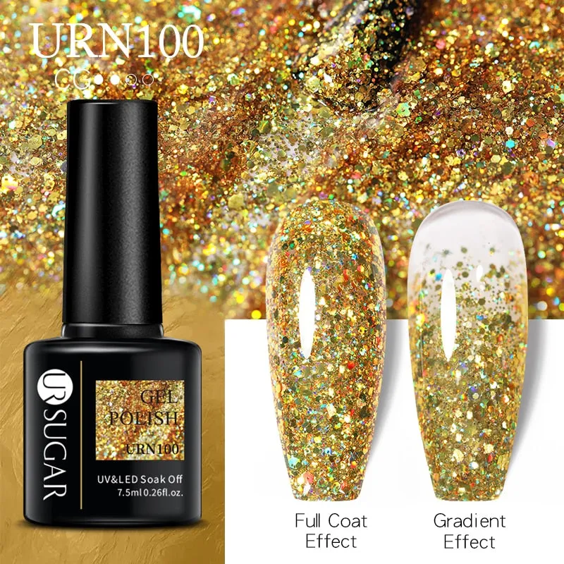 Wenkouban  Glitter Nail Gel Polish Color Glitter Sequins Shiny Gel Long Lasting Base Top Nail Art Varnish