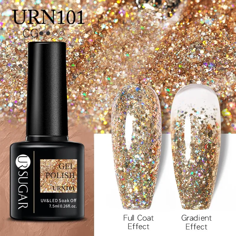 Wenkouban  Glitter Nail Gel Polish Color Glitter Sequins Shiny Gel Long Lasting Base Top Nail Art Varnish
