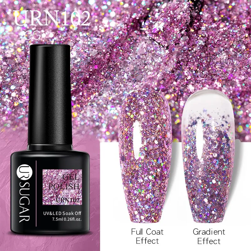Wenkouban  Glitter Nail Gel Polish Color Glitter Sequins Shiny Gel Long Lasting Base Top Nail Art Varnish
