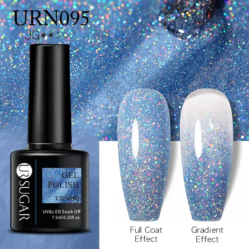 Wenkouban  Glitter Nail Gel Polish Color Glitter Sequins Shiny Gel Long Lasting Base Top Nail Art Varnish