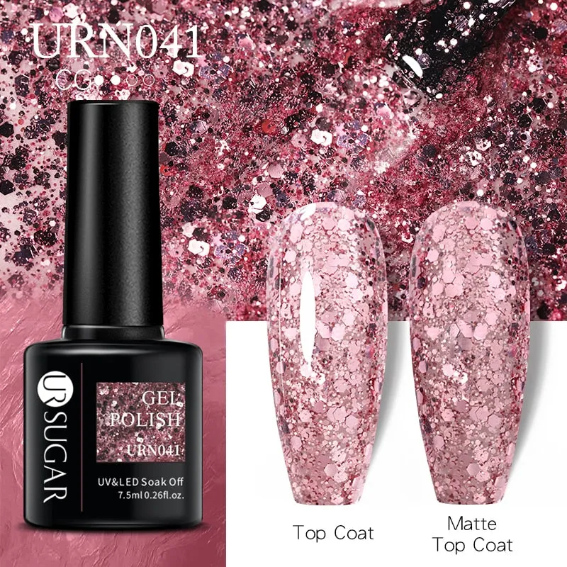 Wenkouban  Glitter Nail Gel Polish Color Glitter Sequins Shiny Gel Long Lasting Base Top Nail Art Varnish